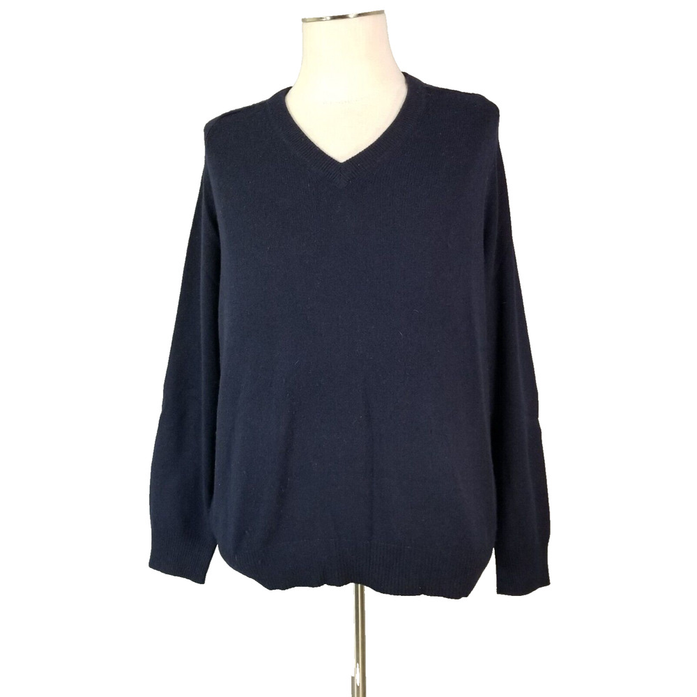 Colours Alexander Julian sweater men's large Blue cashmere‎ luxury V-neck